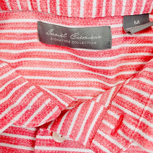 Men's Daniel Cremiean Red and White Stripe Polo Shirt - Signature Collection - Picture 2 of 7